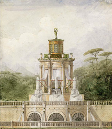 Charles-Frédéric Chassériau: Entwurf eines Pavillons mit Brunnen